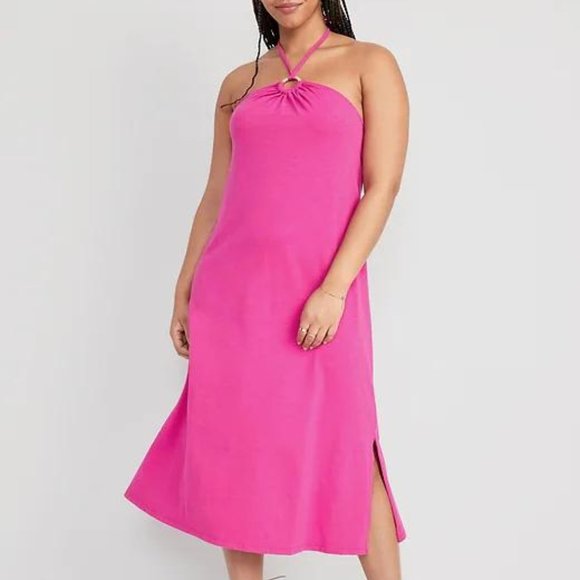 NWT Old Navy Slub-Knit Halter Midi Shift Dress for Women - Picture 3 of 7